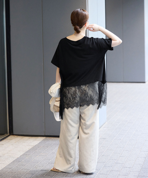 IENA(イエナ)の「レースドッキングTシャツ(Tシャツ/カットソー・レディース・ブラック/ホワイト・FREE)」の13枚目の写真