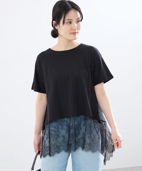 IENA(イエナ)の「レースドッキングTシャツ(Tシャツ/カットソー・レディース・ブラック/ホワイト・FREE)」の14枚目の写真