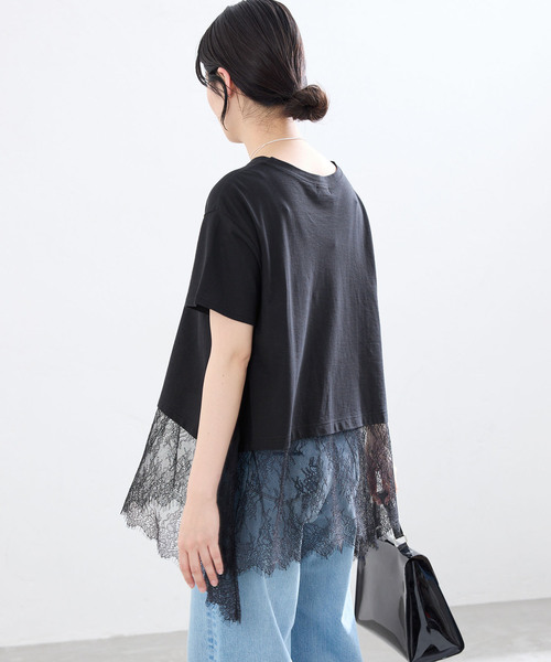 IENA(イエナ)の「レースドッキングTシャツ(Tシャツ/カットソー・レディース・ブラック/ホワイト・FREE)」の15枚目の写真
