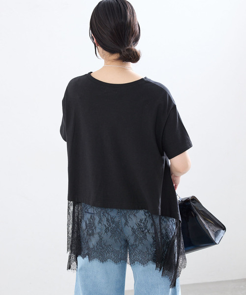 IENA(イエナ)の「レースドッキングTシャツ(Tシャツ/カットソー・レディース・ブラック/ホワイト・FREE)」の16枚目の写真