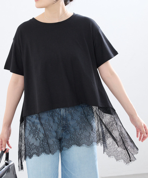IENA(イエナ)の「レースドッキングTシャツ(Tシャツ/カットソー・レディース・ブラック/ホワイト・FREE)」の17枚目の写真