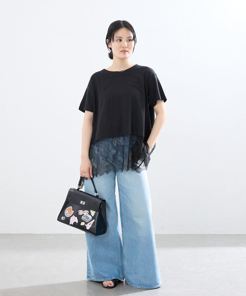 IENA(イエナ)の「レースドッキングTシャツ(Tシャツ/カットソー・レディース・ブラック/ホワイト・FREE)」の19枚目の写真