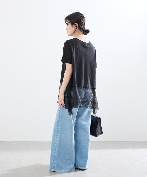 IENA(イエナ)の「レースドッキングTシャツ(Tシャツ/カットソー・レディース・ブラック/ホワイト・FREE)」の20枚目の写真