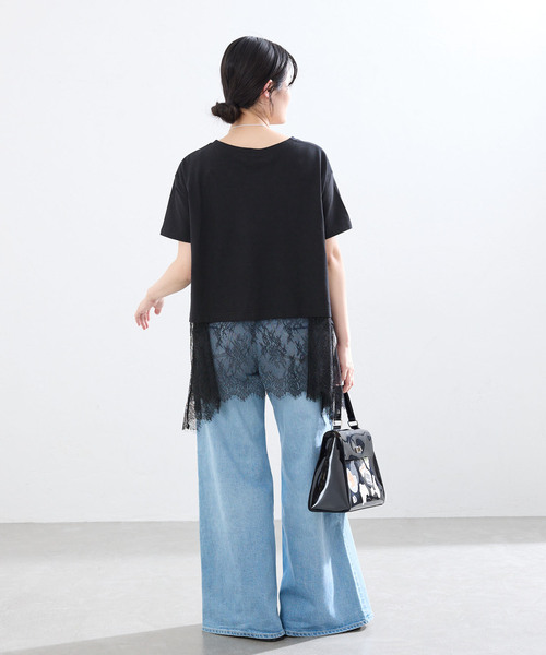 IENA(イエナ)の「レースドッキングTシャツ(Tシャツ/カットソー・レディース・ブラック/ホワイト・FREE)」の21枚目の写真