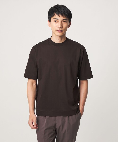 green label relaxing（グリーンレーベルリラクシング）の「A+ COOL スムース クルーネック カットソー -接触冷感・抗菌-（Tシャツ/カットソー・メンズ・ブラック/ホワイト/ライトブルー/ライトグレー/ダークグリーン/ダークブラウン・S/M/L/XL）」の4枚目の写真