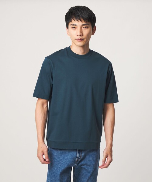 green label relaxing（グリーンレーベルリラクシング）の「A+ COOL スムース クルーネック カットソー -接触冷感・抗菌-（Tシャツ/カットソー・メンズ・ブラック/ホワイト/ライトブルー/ライトグレー/ダークグリーン/ダークブラウン・S/M/L/XL）」の5枚目の写真