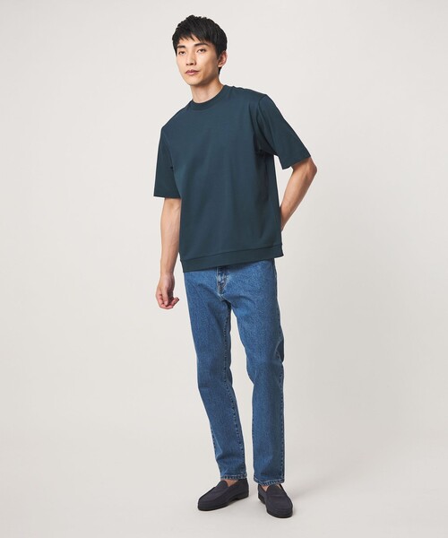 green label relaxing（グリーンレーベルリラクシング）の「A+ COOL スムース クルーネック カットソー -接触冷感・抗菌-（Tシャツ/カットソー・メンズ・ブラック/ホワイト/ライトブルー/ライトグレー/ダークグリーン/ダークブラウン・S/M/L/XL）」の19枚目の写真
