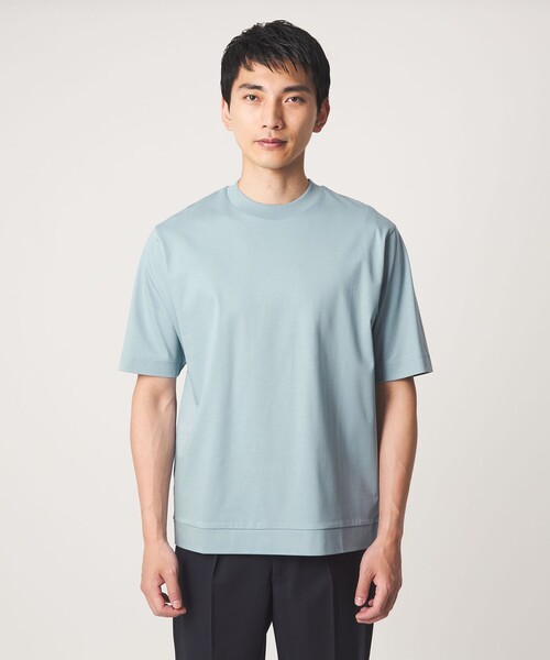 green label relaxing（グリーンレーベルリラクシング）の「A+ COOL スムース クルーネック カットソー -接触冷感・抗菌-（Tシャツ/カットソー・メンズ・ブラック/ホワイト/ライトブルー/ライトグレー/ダークグリーン/ダークブラウン・S/M/L/XL）」の18枚目の写真