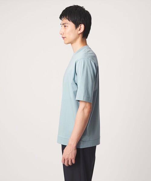 green label relaxing（グリーンレーベルリラクシング）の「A+ COOL スムース クルーネック カットソー -接触冷感・抗菌-（Tシャツ/カットソー・メンズ・ブラック/ホワイト/ライトブルー/ライトグレー/ダークグリーン/ダークブラウン・S/M/L/XL）」の17枚目の写真