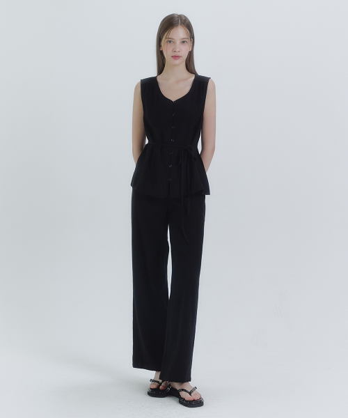MICANE(ミケーネ)の「ヌオーリネンスリーブレスブラウス-パンツセットアップ(シャツ/ブラウス・レディース・ブラック/ダークベージュ・X-LARGE/SMALL/MEDIUM/LARGE)」の9枚目の写真