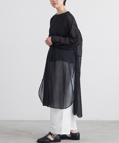 HEAVENLY（ヘブンリー）の「【 HEAVENLY / ヘブンリー 】 Longsleeve Sheer Tunic  2625092　DLI（チュニック・レディース・カーキ/オフホワイト/ブラック・FREE）」の3枚目の写真