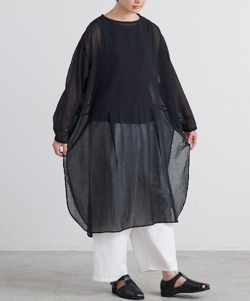 HEAVENLY（ヘブンリー）の「【 HEAVENLY / ヘブンリー 】 Longsleeve Sheer Tunic  2625092　DLI（チュニック・レディース・カーキ/オフホワイト/ブラック・FREE）」の11枚目の写真