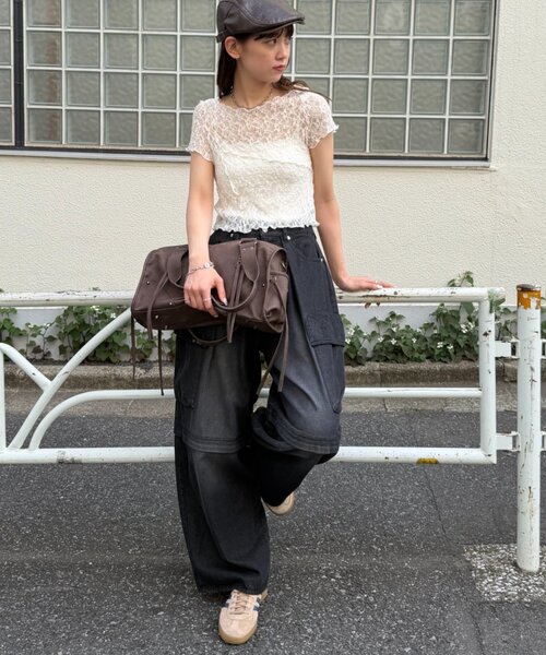 w closet(ダブルクローゼット)の「メロウレースT 夏服(Tシャツ/カットソー・レディース・ブラウン/アイボリー/ブラック/ピンク・FREE)」の9枚目の写真
