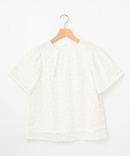 組曲 L(クミキョク オオキイサイズ)の「フラワーレースブラウス(Tシャツ/カットソー・レディース・ブラック系/アイボリー系/ライトグリーン系・5/6/7)」の20枚目の写真