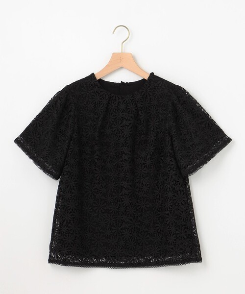 組曲 L(クミキョク オオキイサイズ)の「フラワーレースブラウス(Tシャツ/カットソー・レディース・ブラック系/アイボリー系/ライトグリーン系・5/6/7)」の21枚目の写真
