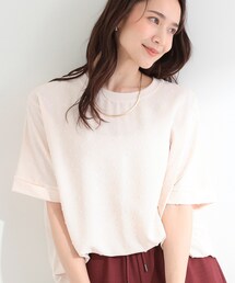 【洗濯後しわになりにくい/体型カバー】ドビードットで上品に ドルマントップス