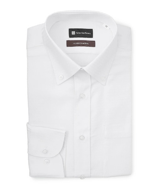 Perfect Suit FActory(パーフェクトスーツファクトリー)の「【Smart Pick!】ベーシック長袖ワイシャツ ボタンダウン ホワイト(ビジネスシャツ・メンズ・ホワイト・M/L/LL/3L/S)」の2枚目の写真