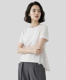 GLOBAL WORK | バック切り替えレースTシャツ半袖/713124(Tシャツ/カットソー)