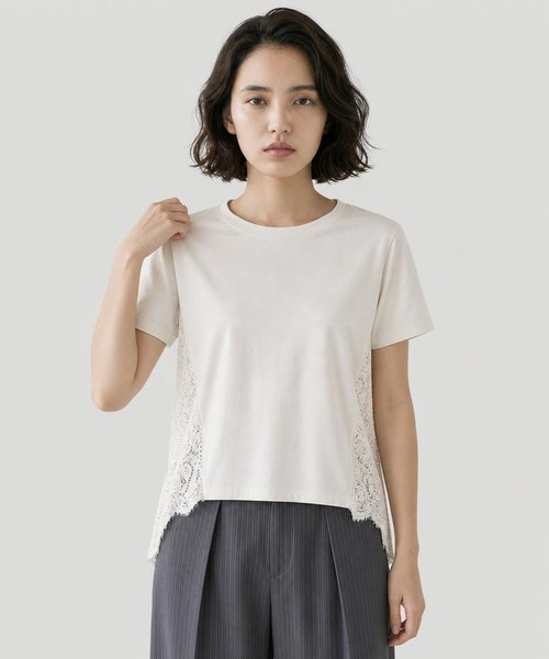 GLOBAL WORK（グローバルワーク）の「バック切り替えレースTシャツ半袖/713124（Tシャツ/カットソー・レディース・ホワイト×ブラック/オフホワイト/ブラック・MEDIUM/LARGE）」の22枚目の写真