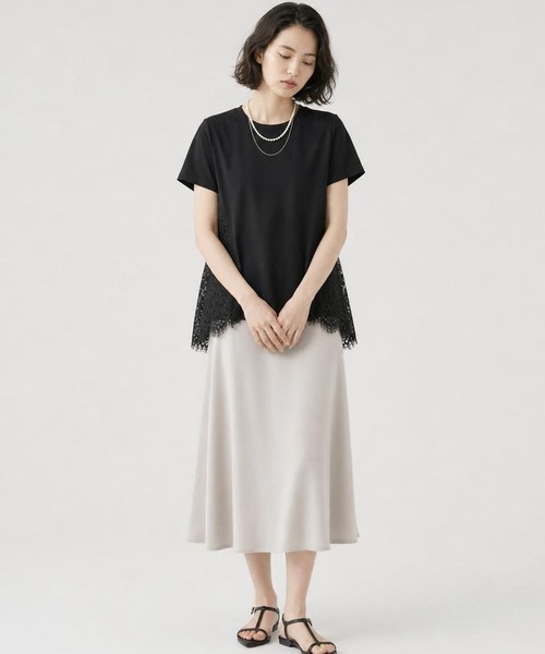 GLOBAL WORK（グローバルワーク）の「バック切り替えレースTシャツ半袖/713124（Tシャツ/カットソー・レディース・ホワイト×ブラック/オフホワイト/ブラック・MEDIUM/LARGE）」の20枚目の写真
