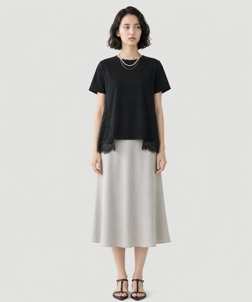 GLOBAL WORK（グローバルワーク）の「バック切り替えレースTシャツ半袖/713124（Tシャツ/カットソー・レディース・ホワイト×ブラック/オフホワイト/ブラック・MEDIUM/LARGE）」の19枚目の写真