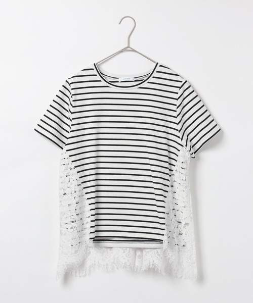 GLOBAL WORK（グローバルワーク）の「バック切り替えレースTシャツ半袖/713124（Tシャツ/カットソー・レディース・ホワイト×ブラック/オフホワイト/ブラック・MEDIUM/LARGE）」の14枚目の写真
