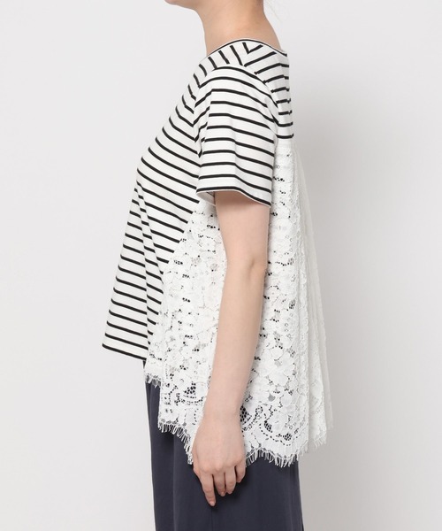 GLOBAL WORK（グローバルワーク）の「バック切り替えレースTシャツ半袖/713124（Tシャツ/カットソー・レディース・ホワイト×ブラック/オフホワイト/ブラック・MEDIUM/LARGE）」の12枚目の写真