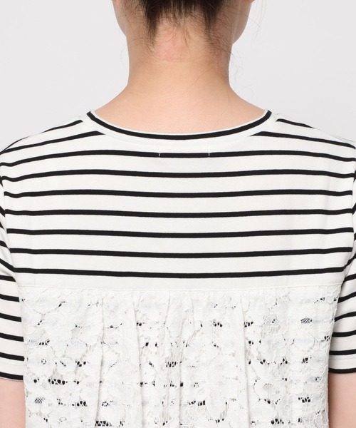 GLOBAL WORK（グローバルワーク）の「バック切り替えレースTシャツ半袖/713124（Tシャツ/カットソー・レディース・ホワイト×ブラック/オフホワイト/ブラック・MEDIUM/LARGE）」の9枚目の写真
