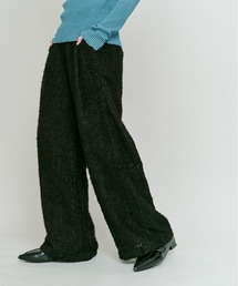 フェザーヤーン ハイウエスト タック パンツ / Feather Yarn High-Waisted Tuck Pants