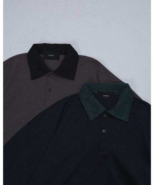 DOOPZ(ドープス)の「Oversized Knit Collar Polo - オーバーサイズドニットカラーポロシャツ(ポロシャツ・メンズ・ブラック/グレイッシュベージュ・LARGE/MEDIUM/SMALL)」の11枚目の写真