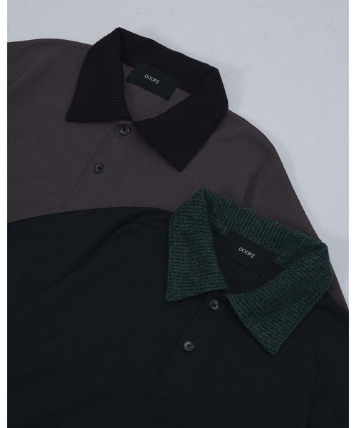 DOOPZ(ドープス)の「Oversized Knit Collar Polo - オーバーサイズドニットカラーポロシャツ(ポロシャツ・メンズ・ブラック/グレイッシュベージュ・LARGE/MEDIUM/SMALL)」の12枚目の写真