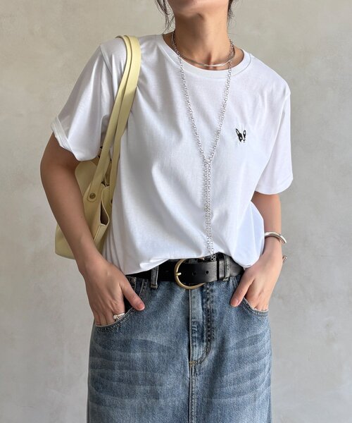 DouDou(ドゥドゥ)の「【WEB限定】ワッペン風刺繍TEE(Tシャツ/カットソー・レディース・ブラック/オフホワイト・FREE)」の9枚目の写真