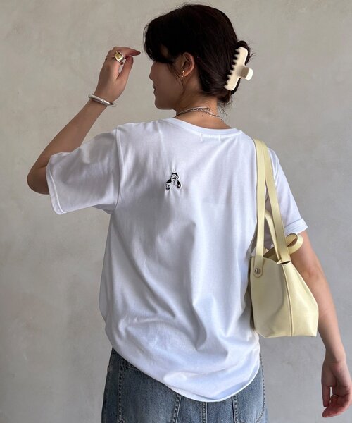 DouDou(ドゥドゥ)の「【WEB限定】ワッペン風刺繍TEE(Tシャツ/カットソー・レディース・ブラック/オフホワイト・FREE)」の11枚目の写真