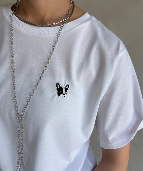 DouDou(ドゥドゥ)の「【WEB限定】ワッペン風刺繍TEE(Tシャツ/カットソー・レディース・ブラック/オフホワイト・FREE)」の12枚目の写真