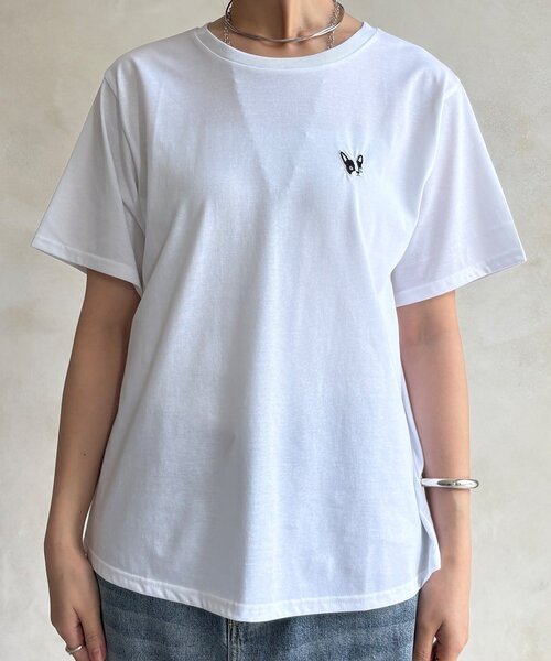 DouDou(ドゥドゥ)の「【WEB限定】ワッペン風刺繍TEE(Tシャツ/カットソー・レディース・ブラック/オフホワイト・FREE)」の14枚目の写真
