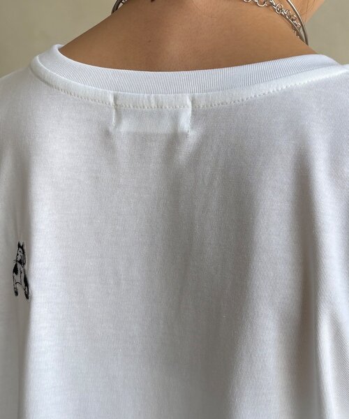 DouDou(ドゥドゥ)の「【WEB限定】ワッペン風刺繍TEE(Tシャツ/カットソー・レディース・ブラック/オフホワイト・FREE)」の18枚目の写真