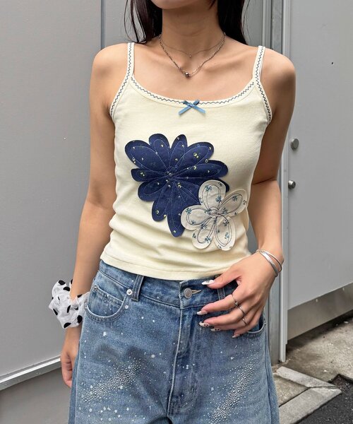 CIAOPANIC(チャオパニック)の「お花アップリケキャミソール(キャミソール・レディース・イエロー/グレー/アイボリー・ONE SIZE)」の21枚目の写真