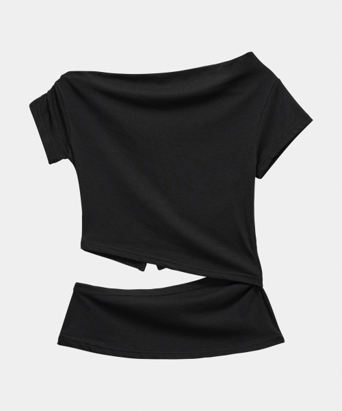 ETRE AU SOMMET(エトレオソメ)の「Cut-Out Open Short Sleeve (Black)(Tシャツ/カットソー・レディース・ブラック・FREE)」の5枚目の写真