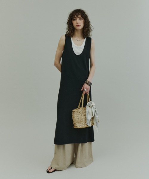 Plumel(プルメル)の「Layered Jersey Long Dress Set / レイヤードジャージーロングドレス(ワンピース・レディース・ライトグレー/ブラック/チャコールグレー・MEDIUM)」の9枚目の写真