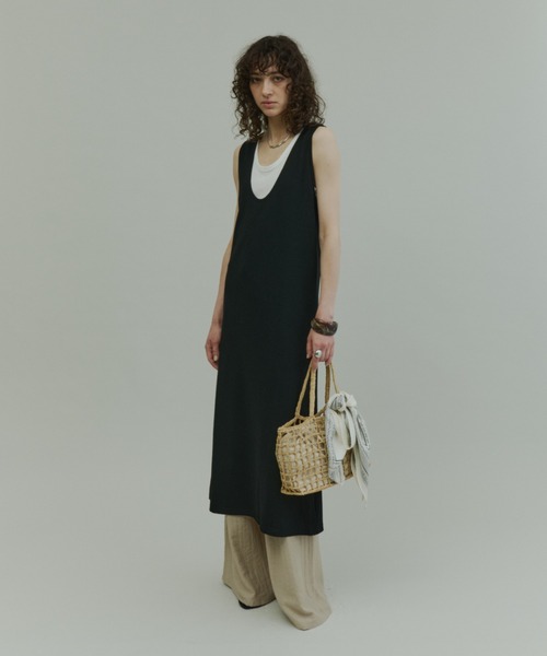 Plumel(プルメル)の「Layered Jersey Long Dress Set / レイヤードジャージーロングドレス(ワンピース・レディース・ライトグレー/ブラック/チャコールグレー・MEDIUM)」の10枚目の写真