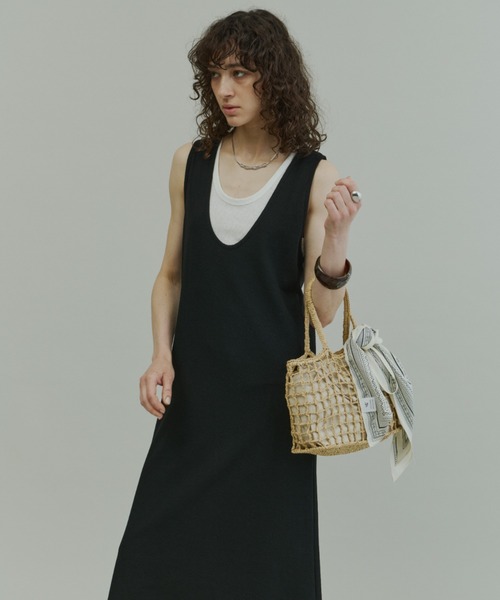 Plumel(プルメル)の「Layered Jersey Long Dress Set / レイヤードジャージーロングドレス(ワンピース・レディース・ライトグレー/ブラック/チャコールグレー・MEDIUM)」の5枚目の写真