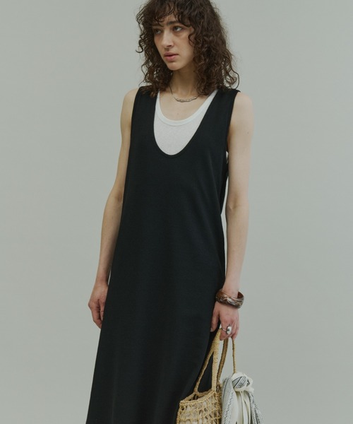 Plumel(プルメル)の「Layered Jersey Long Dress Set / レイヤードジャージーロングドレス(ワンピース・レディース・ライトグレー/ブラック/チャコールグレー・MEDIUM)」の7枚目の写真