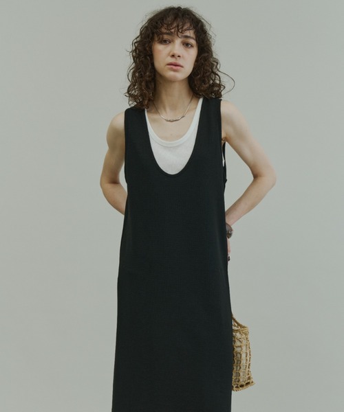 Plumel(プルメル)の「Layered Jersey Long Dress Set / レイヤードジャージーロングドレス(ワンピース・レディース・ライトグレー/ブラック/チャコールグレー・MEDIUM)」の8枚目の写真