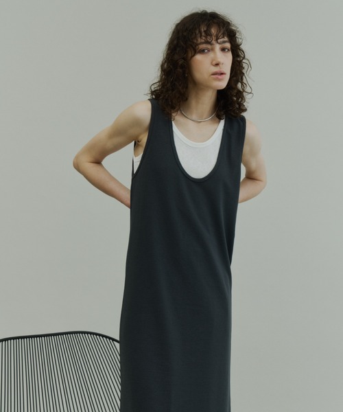 Plumel(プルメル)の「Layered Jersey Long Dress Set / レイヤードジャージーロングドレス(ワンピース・レディース・ライトグレー/ブラック/チャコールグレー・MEDIUM)」の18枚目の写真