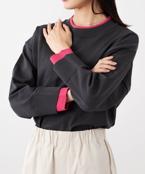 BELLUNA PLUS（ベルーナ）の「重ね着風配色スポンディッシュニット（ニット/セーター・レディース・チャコール/ブラウン系/ネイビー系/ベージュ系・X-LARGE/MEDIUM/LARGE）」の2枚目の写真