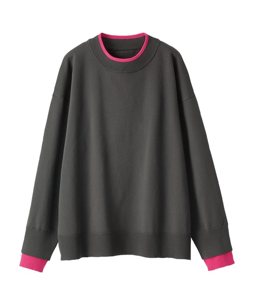 BELLUNA PLUS（ベルーナ）の「重ね着風配色スポンディッシュニット（ニット/セーター・レディース・チャコール/ブラウン系/ネイビー系/ベージュ系・X-LARGE/MEDIUM/LARGE）」の5枚目の写真