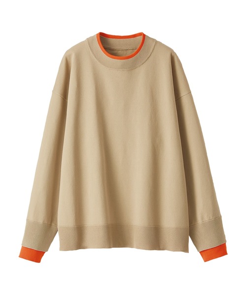 BELLUNA PLUS（ベルーナ）の「重ね着風配色スポンディッシュニット（ニット/セーター・レディース・チャコール/ブラウン系/ネイビー系/ベージュ系・X-LARGE/MEDIUM/LARGE）」の7枚目の写真