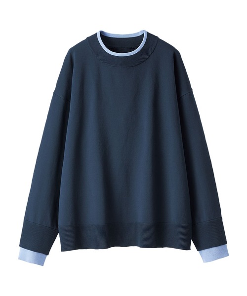 BELLUNA PLUS（ベルーナ）の「重ね着風配色スポンディッシュニット（ニット/セーター・レディース・チャコール/ブラウン系/ネイビー系/ベージュ系・X-LARGE/MEDIUM/LARGE）」の8枚目の写真