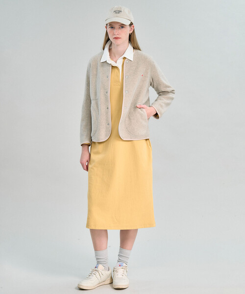 DANTON(ダントン)の「DANTON | フリース カラーレスジャケット WOMEN(ノーカラージャケット・レディース・ブラック/ブラウン系その他/クリーム・36/34)」の6枚目の写真