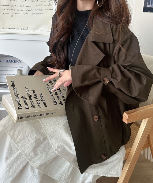 classicalelf（クラシカルエルフ）の「袖先に一さじの甘さを。キャンディスリーブ コクーンダブルジャケット（テーラードジャケット・レディース・ベージュ/ブラック/ブラウン・LARGE/MEDIUM/SMALL/X-LARGE）」の12枚目の写真